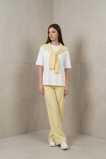 Fular Detaylı Modal T-shirt Eşofman Takım - Sarı