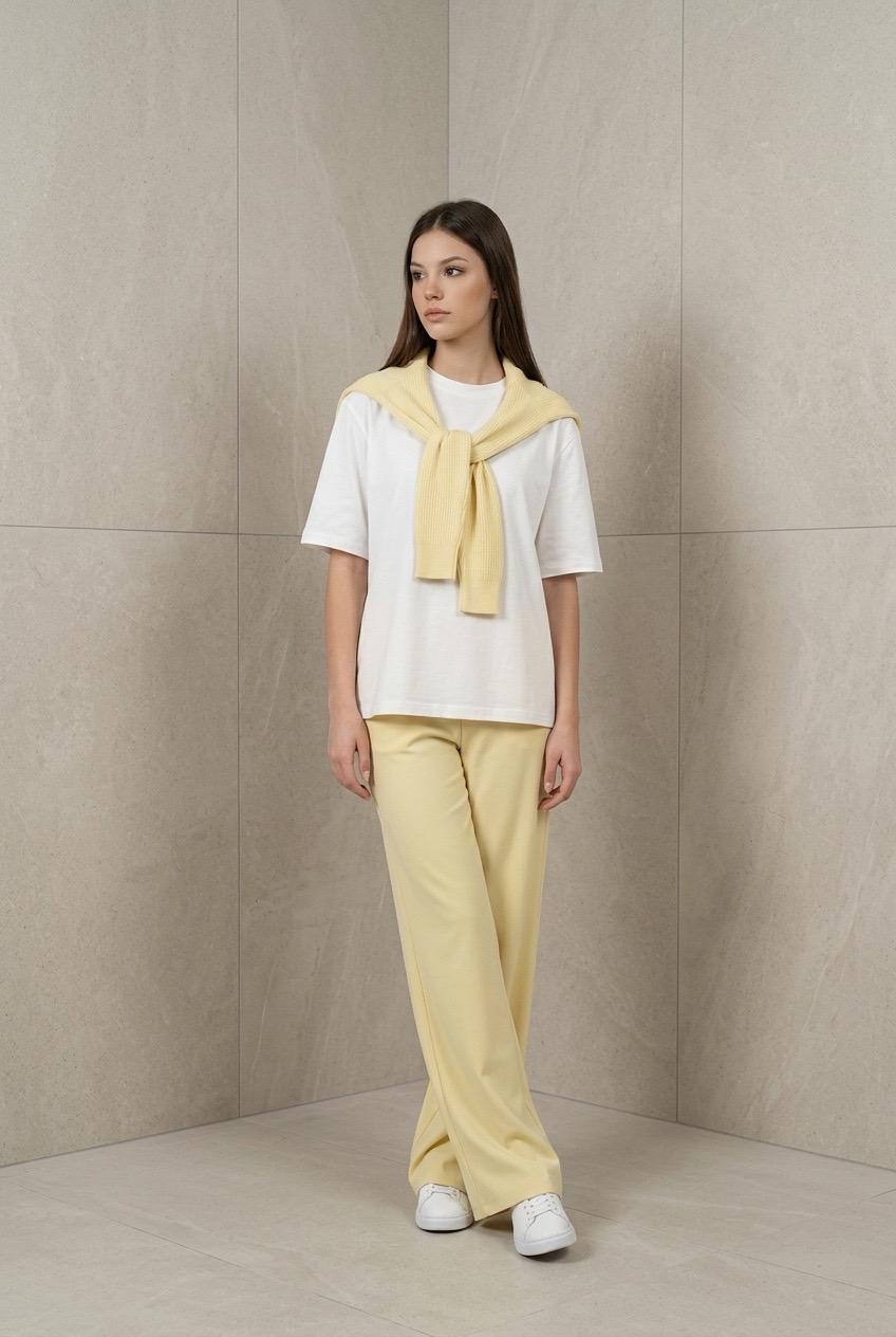 Fular Detaylı Modal T-shirt Eşofman Takım - Sarı