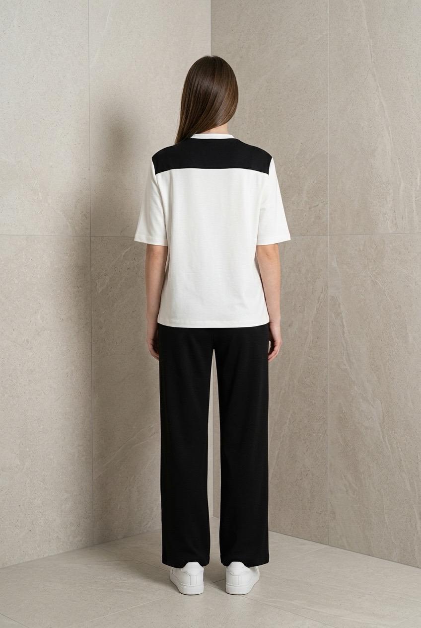 Fular Detaylı Modal T-shirt Eşofman Takım - Siyah - Görsel 2