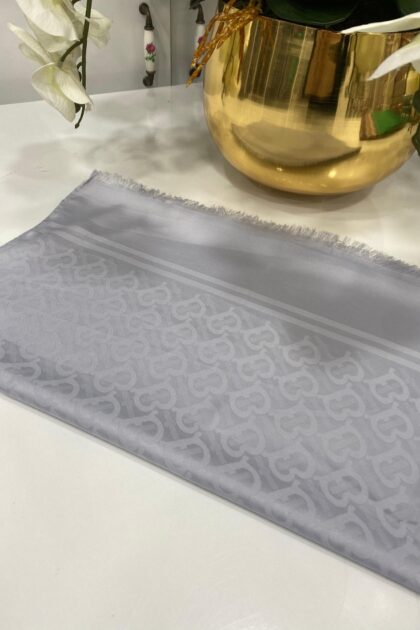Burberry Pamuklu İpek Jakar Şal - Gri - Organic ScarfsOrganic Scarfs